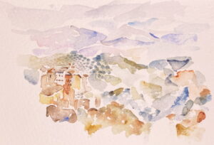 Watercolour painting by Gio Milani: Italian landscape