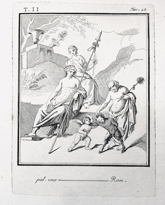 Print: Fresco silenus bacchus ariadne