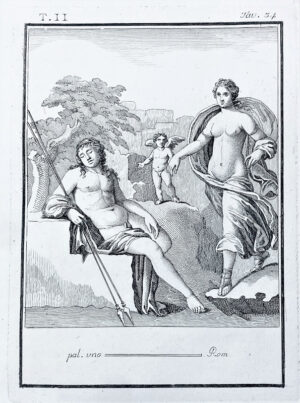 Print: Fresco three figures cupid diana endymion