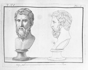 Print: Bronze bust metrodorus epicurean