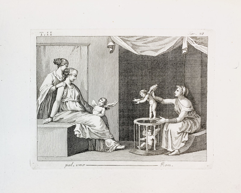 Print: Fresco domestic scene cupids nanny venus