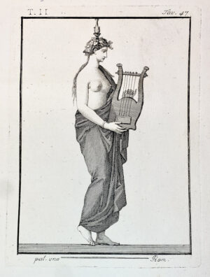 Print: Fresco woman lyre cithara