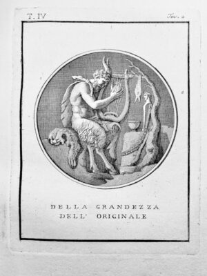 Print: Silver satyr rock animal lyre