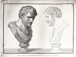 Print: Bronze bust democritus