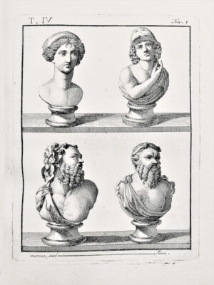 Print: Juno vesta diana orpheus mars faun silenus bronze busts