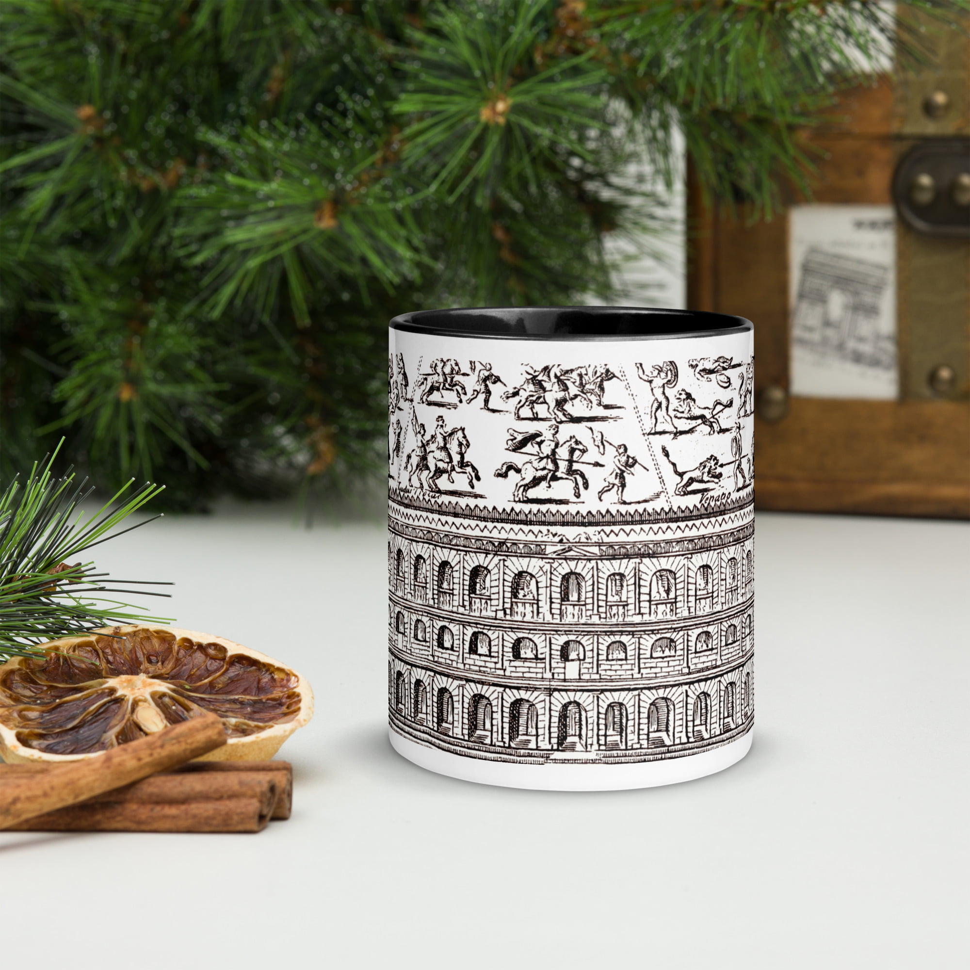 Colosseum naval battle mug with color inside - Image 3