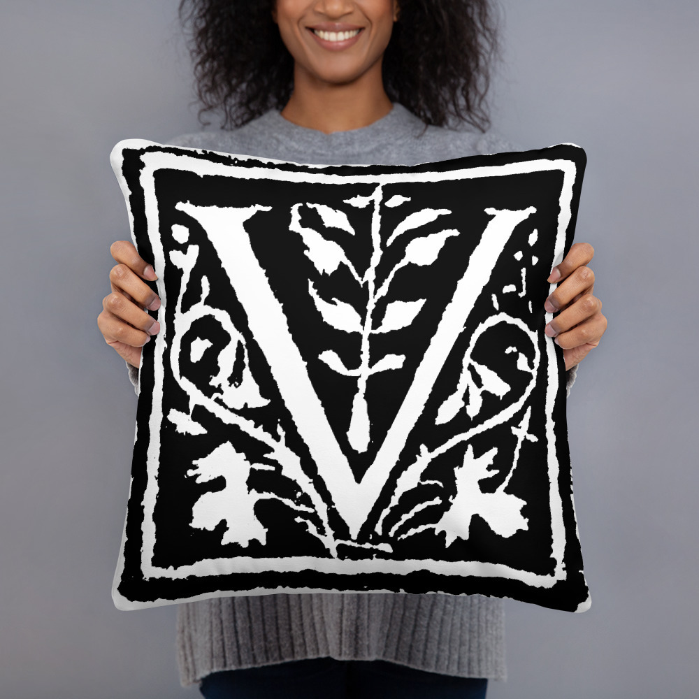 Basic Pillow -Antique Letter V - Image 2