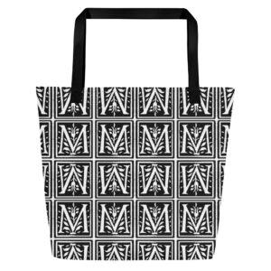 All-Over Print Large Tote Bag - Antique letter M