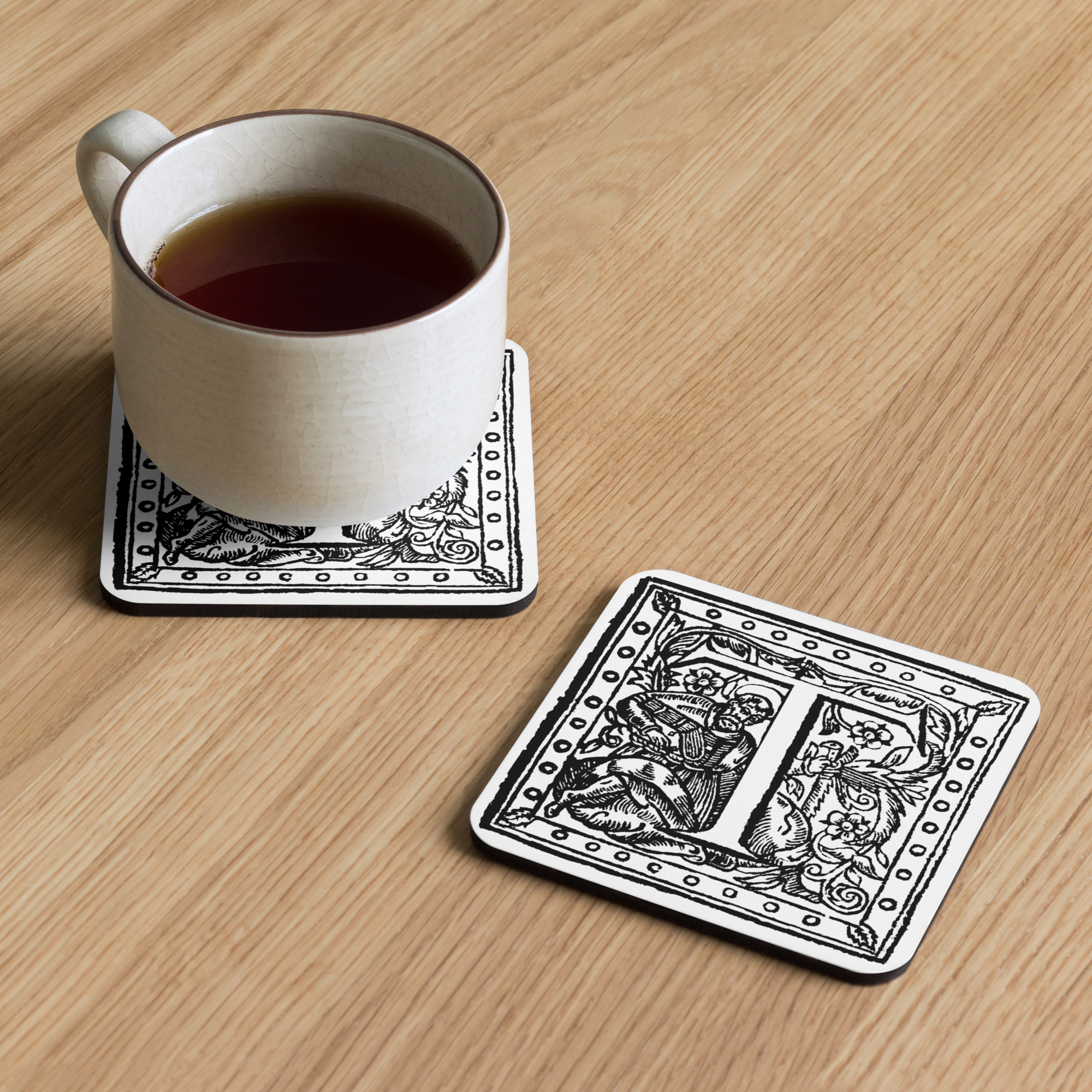 Cork-back coaster - Antique initial T