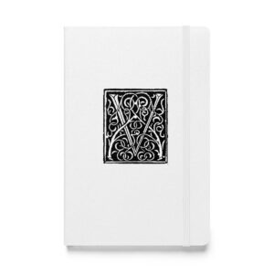 Hardcover bound notebook -Antique Letter V