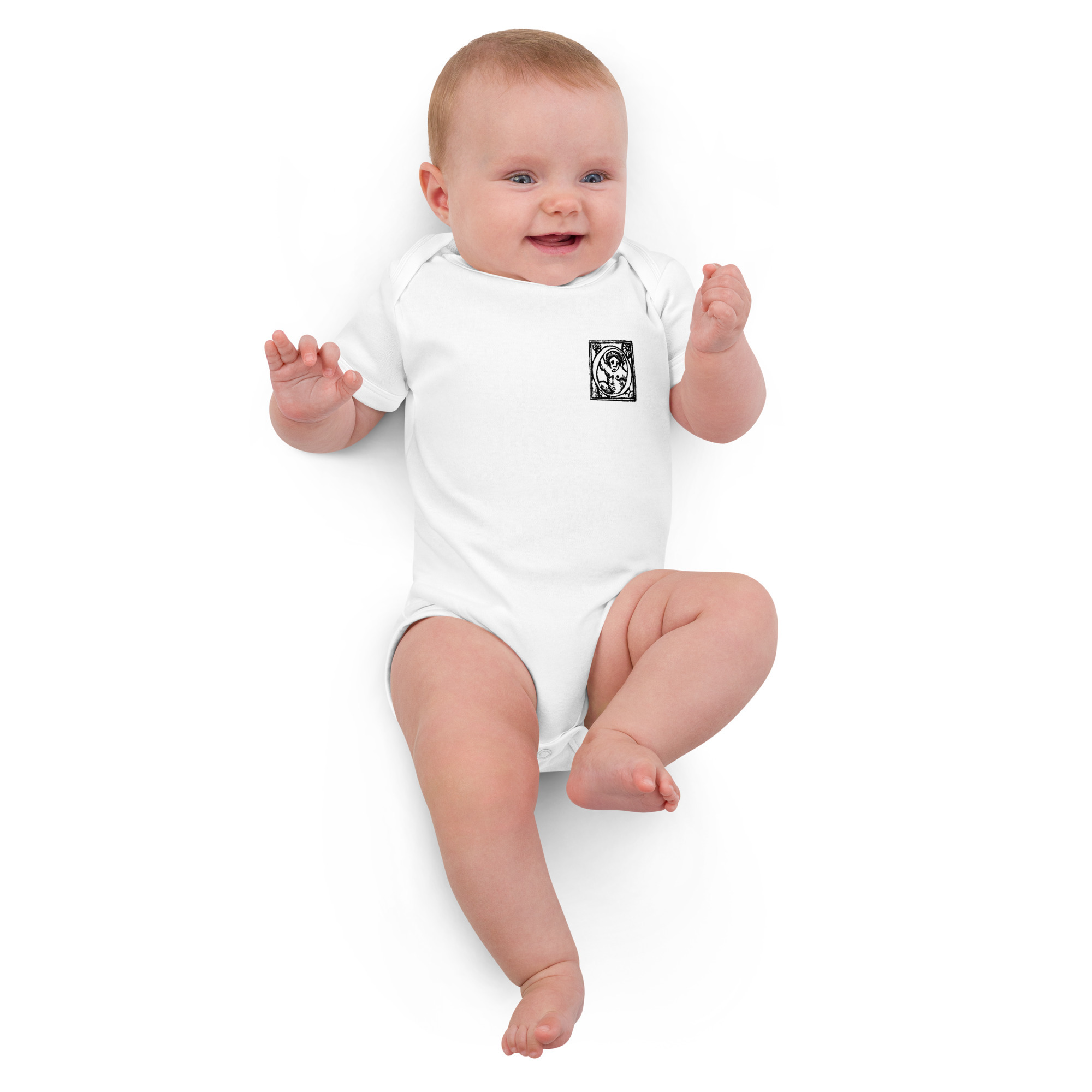 Organic cotton baby bodysuit - Antique Initial O