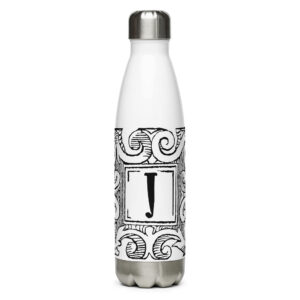 Stainless steel water bottle - Antique initial letter J