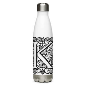 Stainless steel water bottle - Antique capital letter K