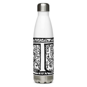 Stainless steel water bottle - Antique initial T