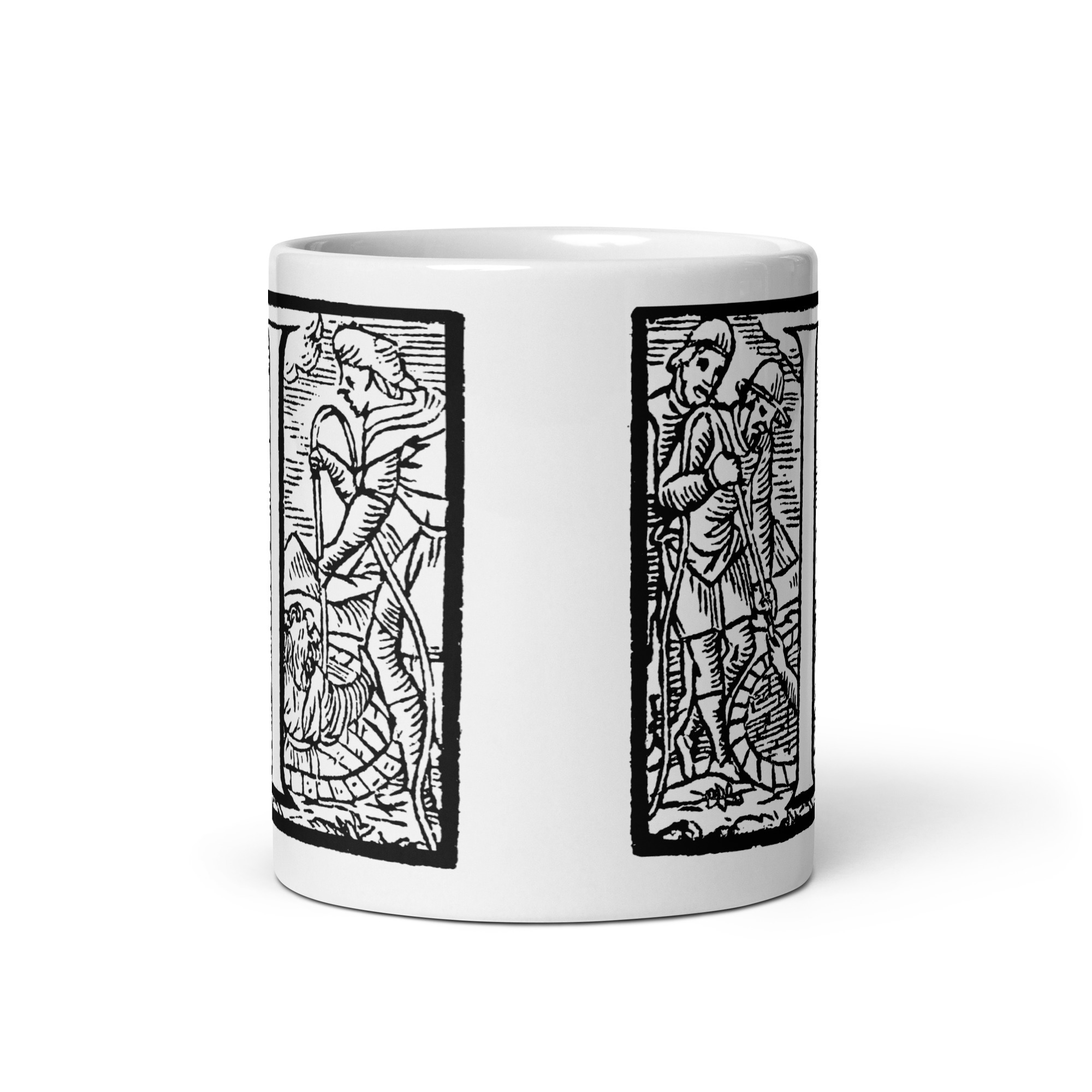 White glossy mug - Antique initial letter I - Image 3