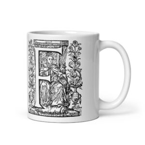 White glossy mug - Antique letter F4