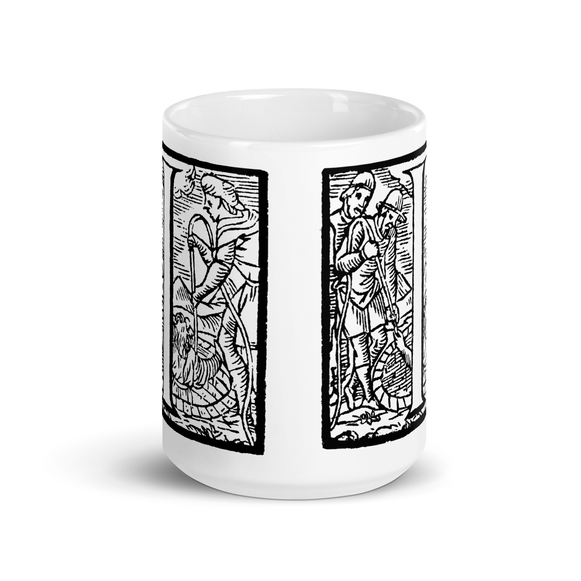 White glossy mug - Antique initial letter I - Image 6