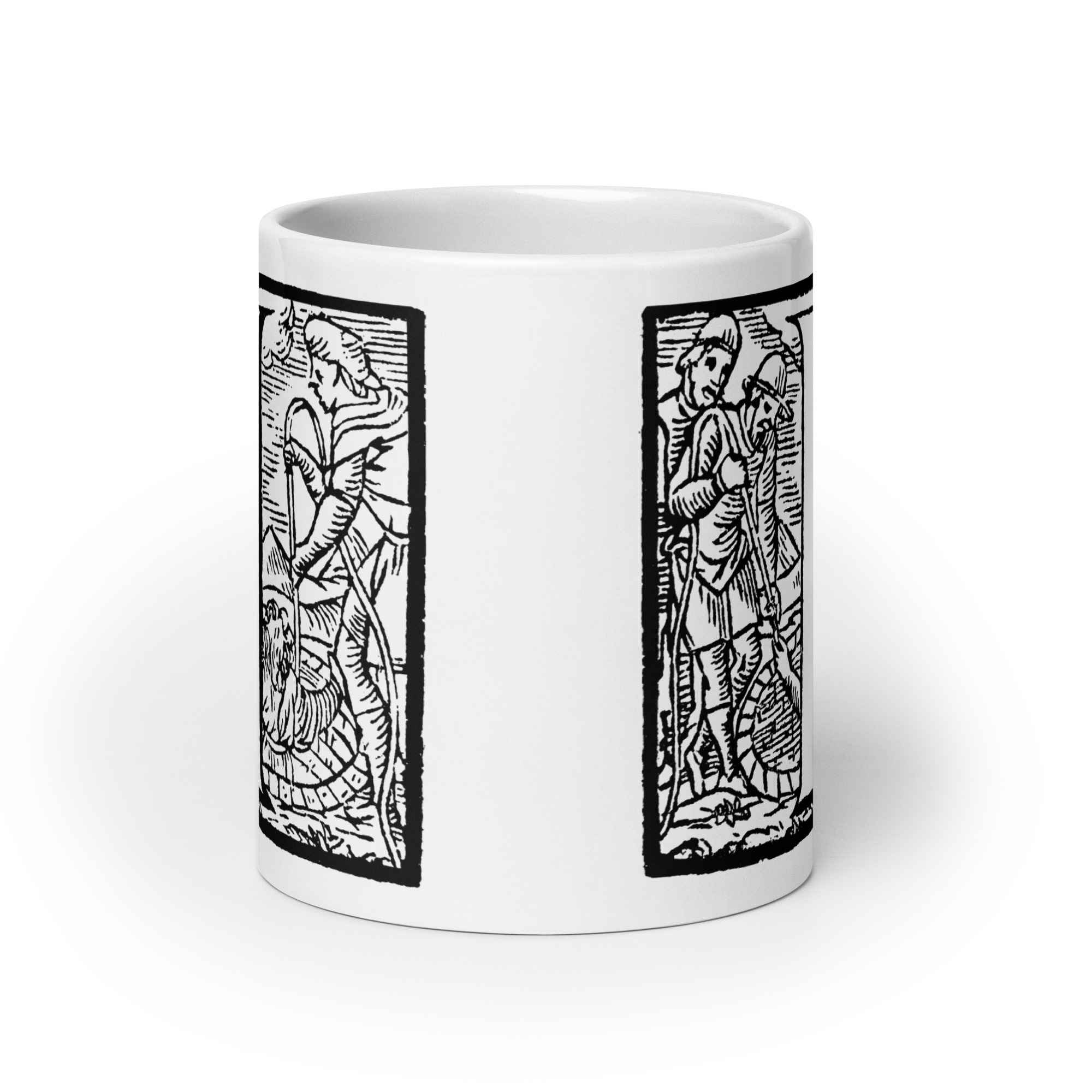 White glossy mug - Antique initial letter I - Image 9