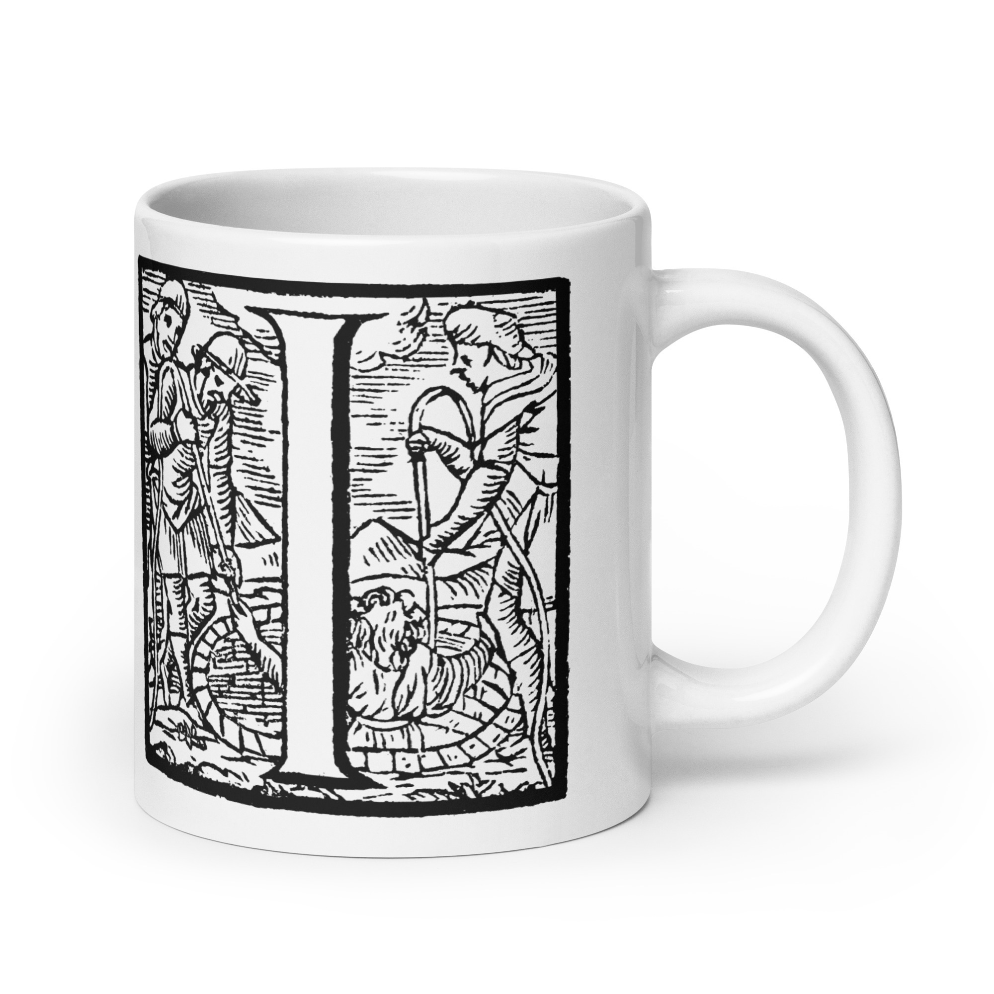 White glossy mug - Antique initial letter I - Image 7