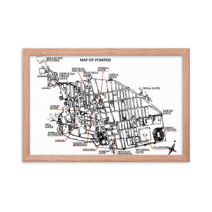 Framed poster - Map of Pompeii - Red Oak, 12×18