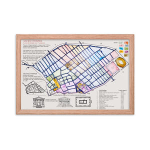 Framed poster - Annotated map of ancient Pompeii - Red Oak, 12×18