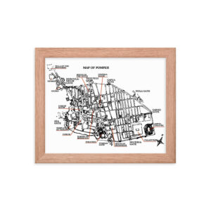 Framed poster - Map of Pompeii - Red Oak, 8×10