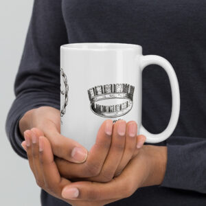 White glossy mug - Roman crowns design