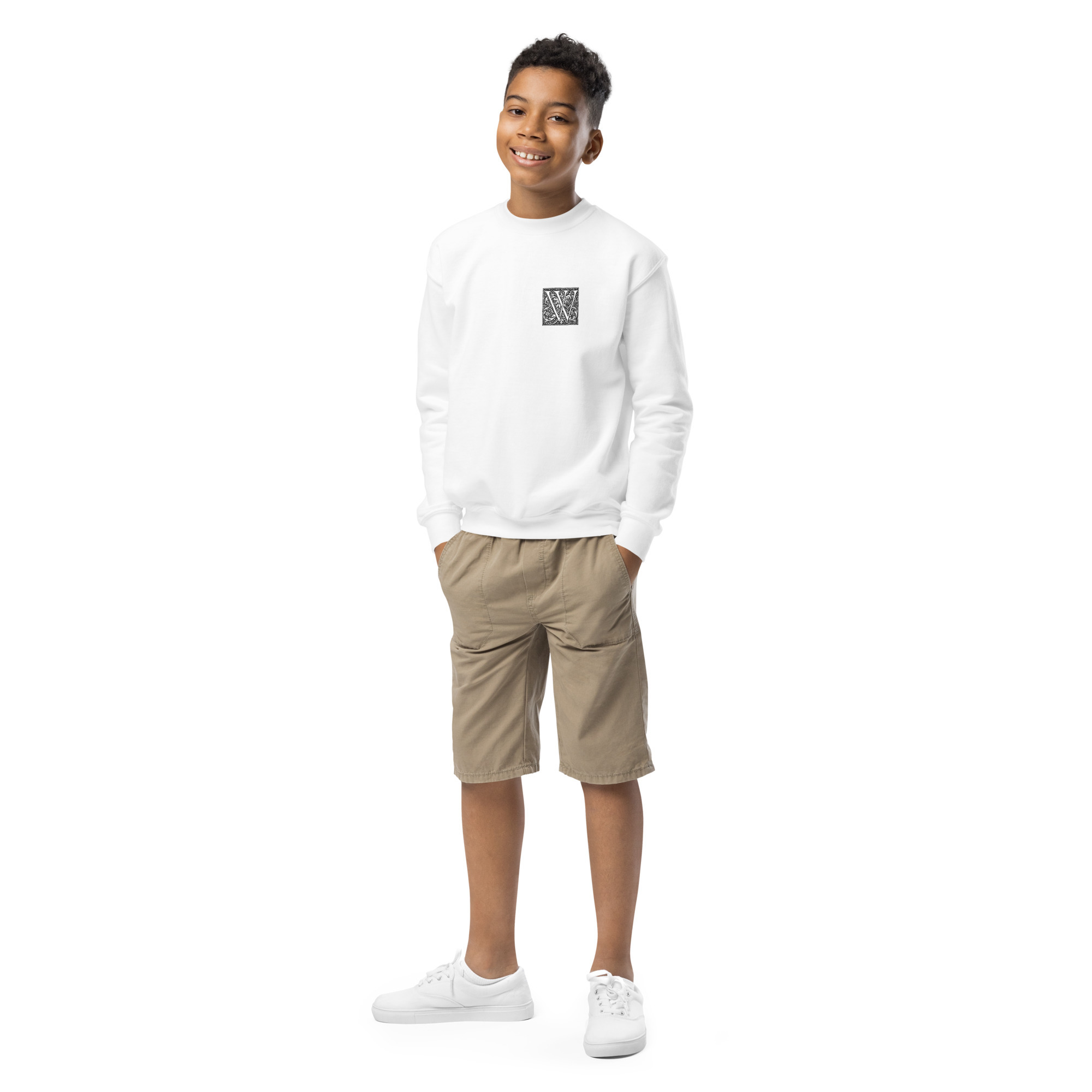Youth crewneck sweatshirt - Antique letter W - Image 2